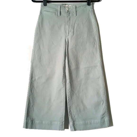 Madewell Emmett High Rise Wide Leg Crop Pants 23P Stretch Canvas Blue Horizon - Picture 2 of 12